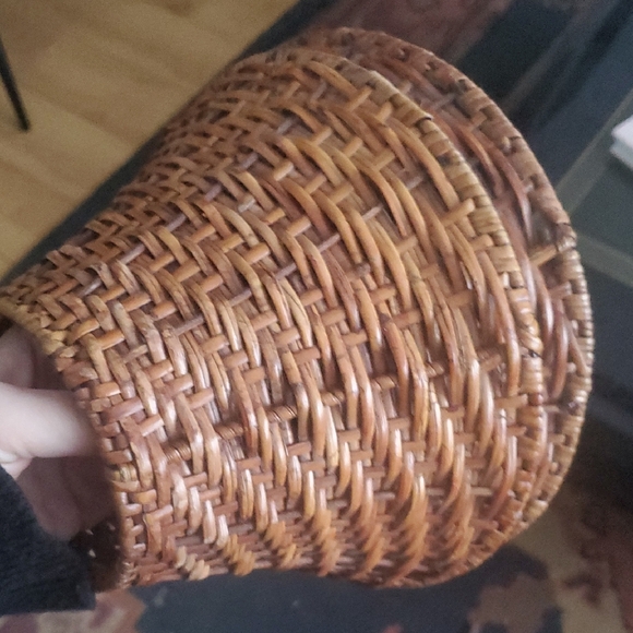 Vintage Small Woven Brown Rattan Lamp Shades – Set of 2 - Picture 9 of 11